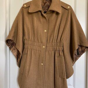 Guess Wool Blend Cape Coat Camel Size Small